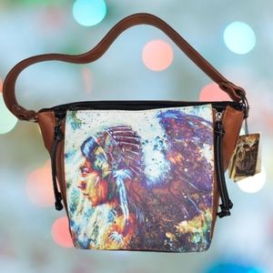 Montana West Aztec Indian Purse Brown Tan Conceal Carry Handbag Hobo